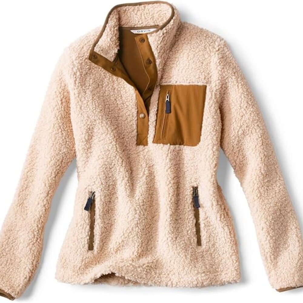 Mad River Sherpa Fleece Quarter-Snap Pullover in Natural
